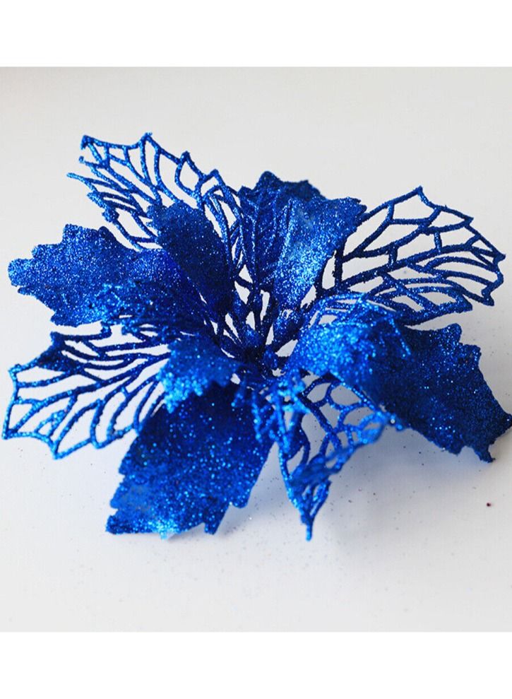 ACLIX Pack Of Four Artificial Flower for Christmas Tree Colorful Glitter Flowers DIY Home Ornaments - Image 5