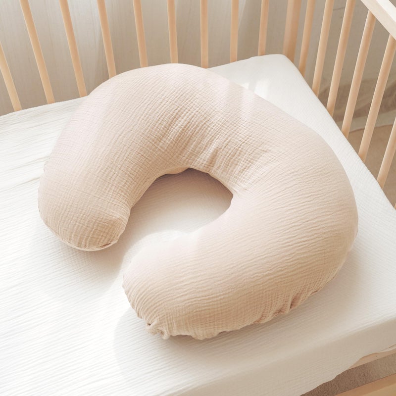 Konssy 2-Pack Muslin Nursing Pillow Covers, Soft & Adorable Nursing Covers for Breastfeeding Pillows, Slipcovers for Newborn Boys & Girls(Cream, Blossom) - Image 5