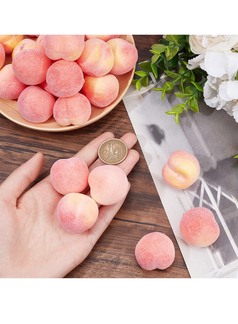 SYOSI 30Pcs Mini 1.3 Inch Artificial Fruit Peach Simulation Peach Realistic Fake Fruit Peach for Floral Arrangements Home Decor Home Kitchen Party Photography Prop Food Toy  - Image 2