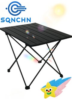 SQNCHN Premium Extra-Large Portable Aluminum Alloy Outdoor Folding Table – High-Quality, Lightweight, and Durable Black Design with Storage Bag, Perfect for Camping, Picnics, and Outdoor Activities (68cm x 46cm x 40cm)  - Image 1