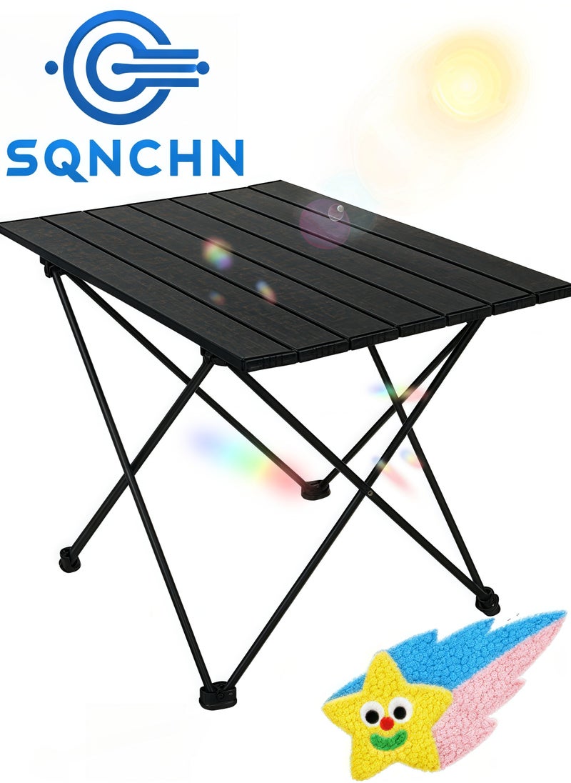 SQNCHN Premium Extra-Large Portable Aluminum Alloy Outdoor Folding Table – High-Quality, Lightweight, and Durable Black Design with Storage Bag, Perfect for Camping, Picnics, and Outdoor Activities (68cm x 46cm x 40cm)  - Image 1