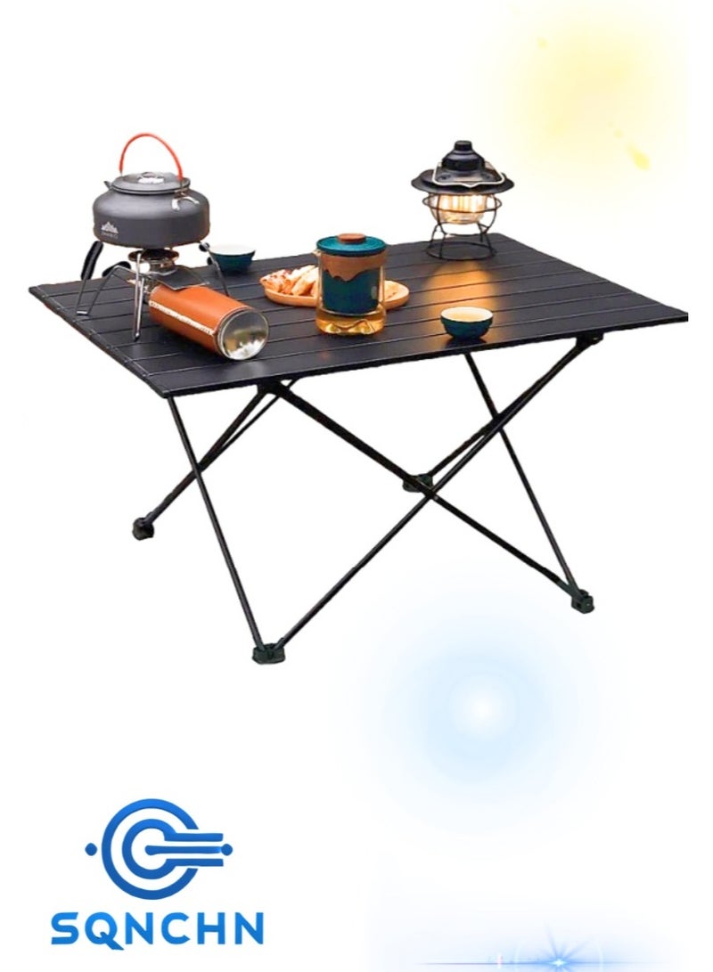 Premium Extra-Large Portable Aluminum Alloy Outdoor Folding Table – High-Quality, Lightweight, and Durable Black Design with Storage Bag, Perfect for Camping, Picnics, and Outdoor Activities (68cm x 46cm x 40cm)