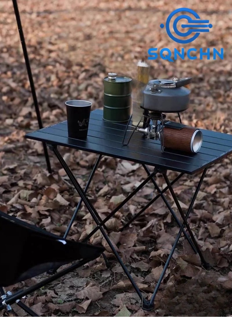 Premium Extra-Large Portable Aluminum Alloy Outdoor Folding Table – High-Quality, Lightweight, and Durable Black Design with Storage Bag, Perfect for Camping, Picnics, and Outdoor Activities (68cm x 46cm x 40cm)