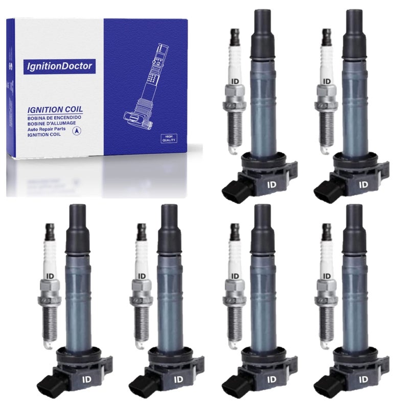 IgnitionDoctor Ignition Coil and Double Iridium Spark Plug Pack Of 6 Compatible with select 20032014 Tacoma 4Runner FJ Cruiser Tundra 4L V6 9091902248 UF495