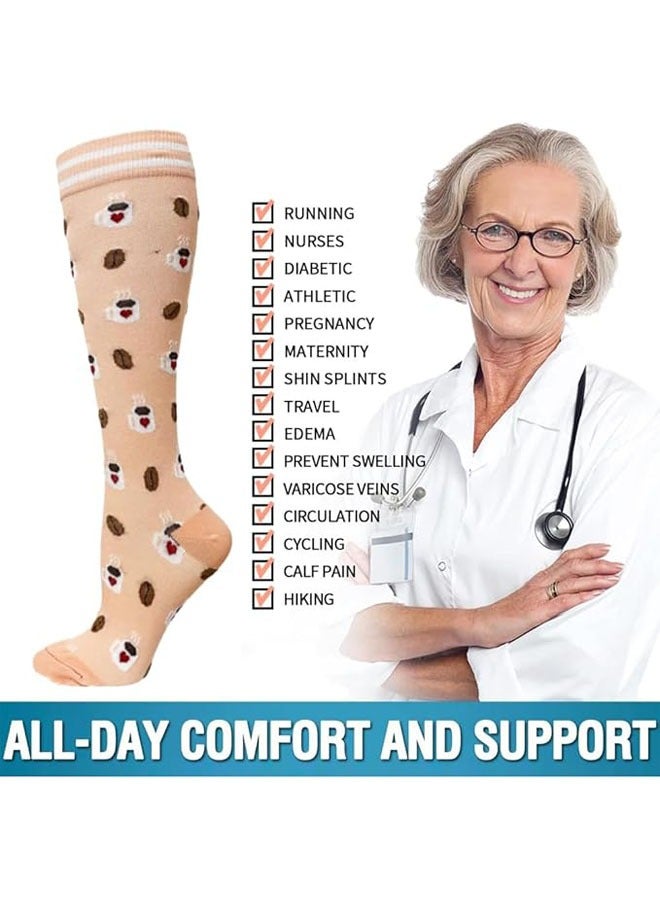 6 أزواج من جوارب الضغط للرجال والنساء أفضل دعم للسفر الرياضي (20-30 mmHg-SM) - Image 3