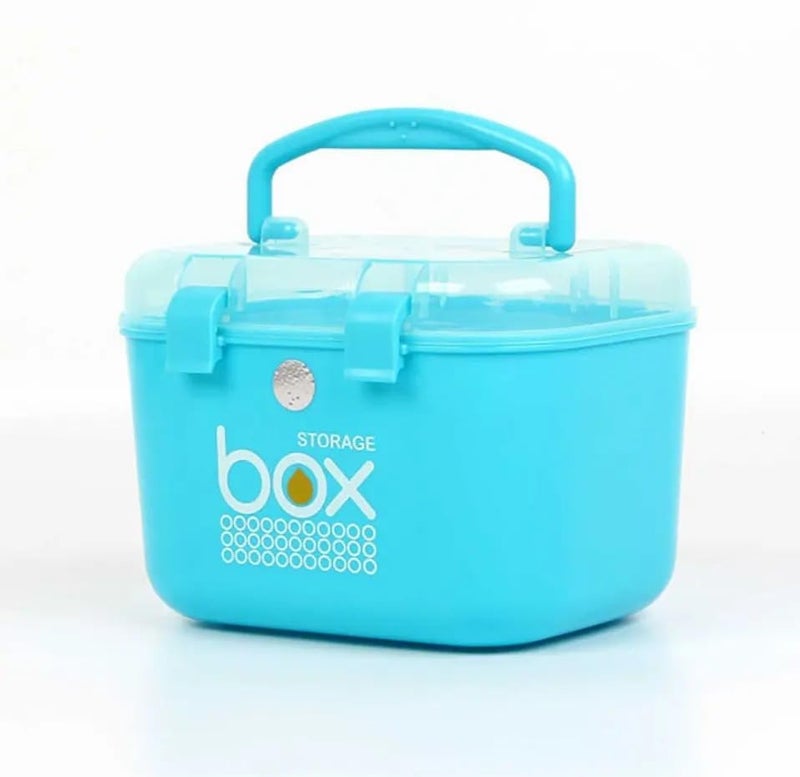 HOMAVA Multipurpose Rectangular Storage Box with Layers, Medicine Pill Organizer First Aid Kit|19.5 x 11 x 11.5 Cm | Blue | Plastic - Image 1