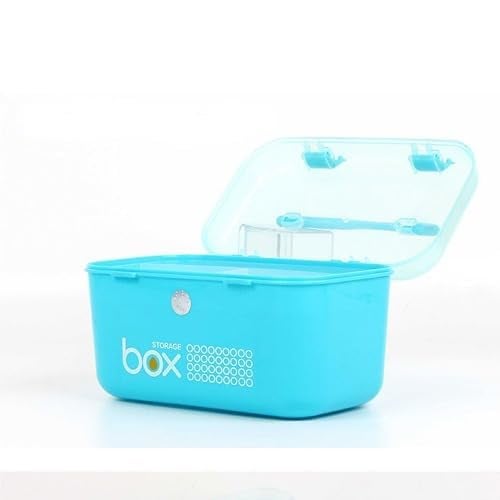HOMAVA Multipurpose Rectangular Storage Box with Layers, Medicine Pill Organizer First Aid Kit|19.5 x 11 x 11.5 Cm | Blue | Plastic - Image 2