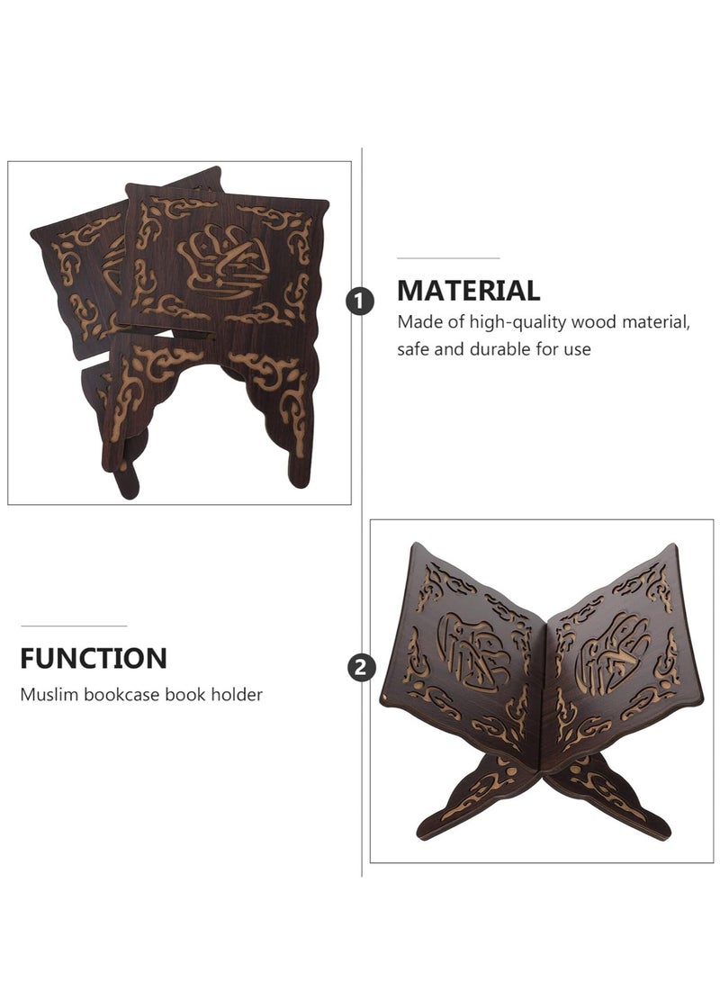 Foldable Wooden Book Stand, Book Holder with Pattern, Reading Bookshelf for Magazine, Cookbook, Prayer Book  - Image 4