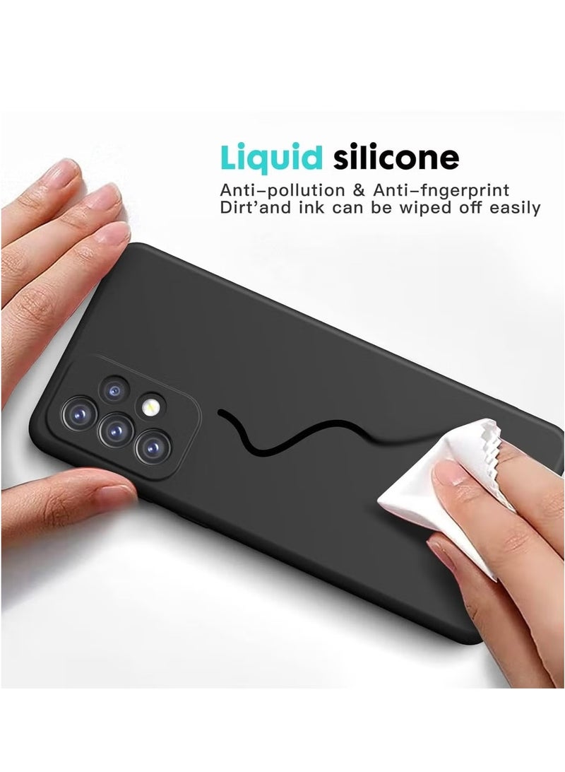 Samsung Galaxy A13 4G Liquid Silicone Gel Rubber Phone Case - Black, Shockproof with Microfiber Lining - Image 2