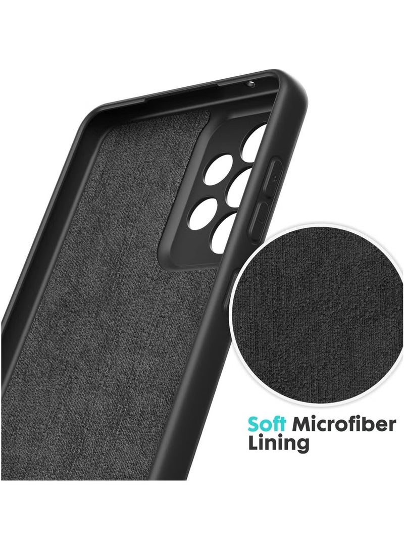 Samsung Galaxy A13 4G Liquid Silicone Gel Rubber Phone Case - Black, Shockproof with Microfiber Lining - Image 3