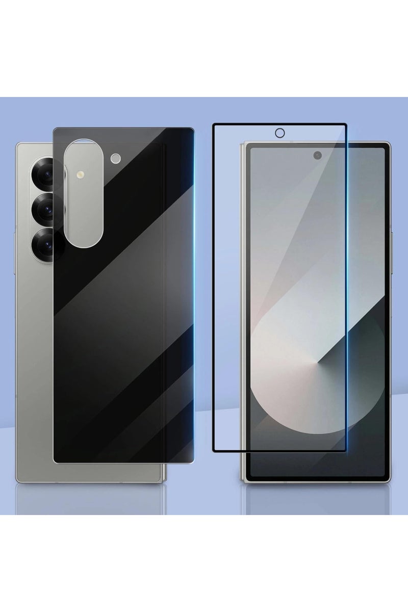 Muzz Samsung Galaxy Z Fold 7 Screen Protector 9H Tempered Glass Front and Back 1-Pack Black (Clear) - Image 1