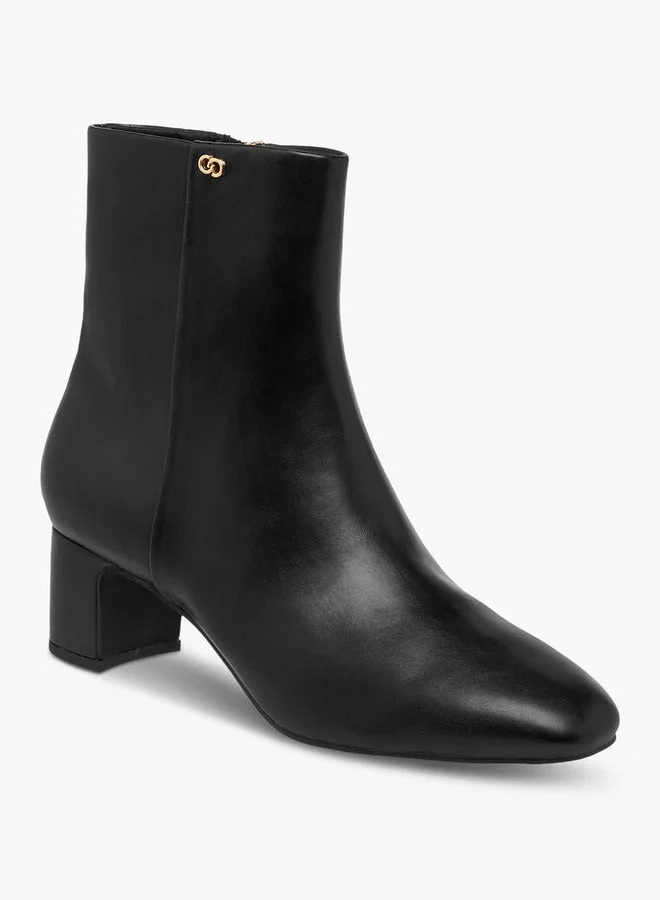 Celeste Women's Ankle Boots with Zip Closure and Block Heels