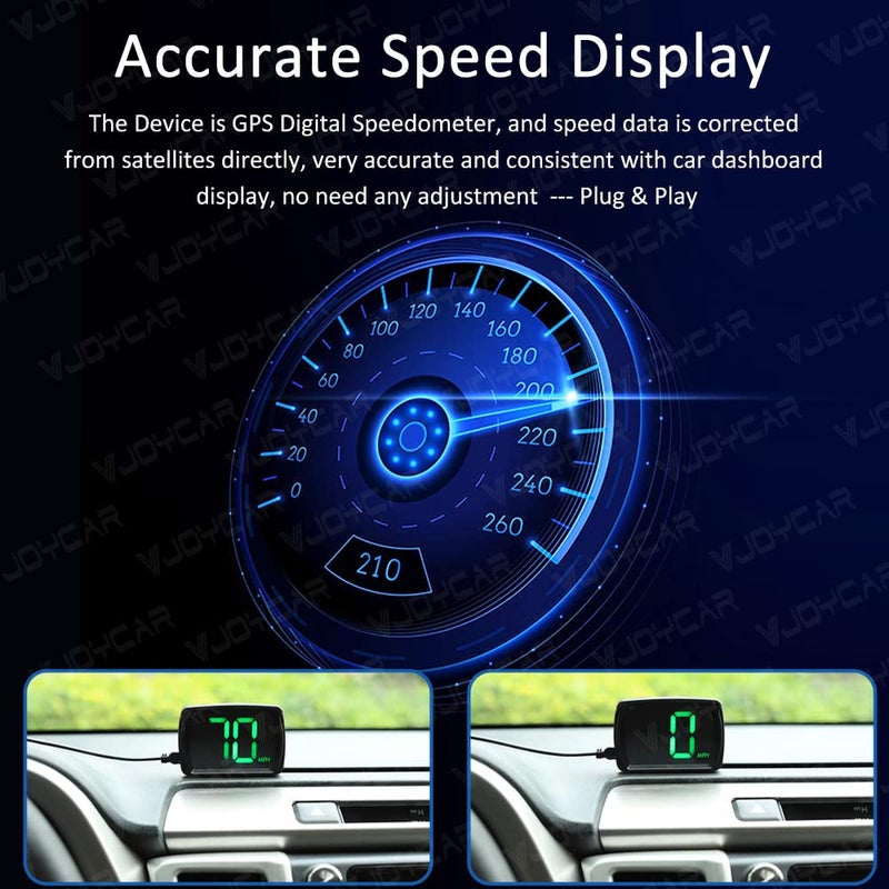 عداد سرعة VJOYCAR G20 الجديد للسيارة مع عرض HUD GPS، مقياس سرعة رقمي عالمي بوحدة MPH للسيارات والشاحنات والدراجات النارية ومركبات ATV وسيارات الدفع الرباعي والشاحنات الصغيرة والدراجات البخارية وعربات الغولف - Image 2