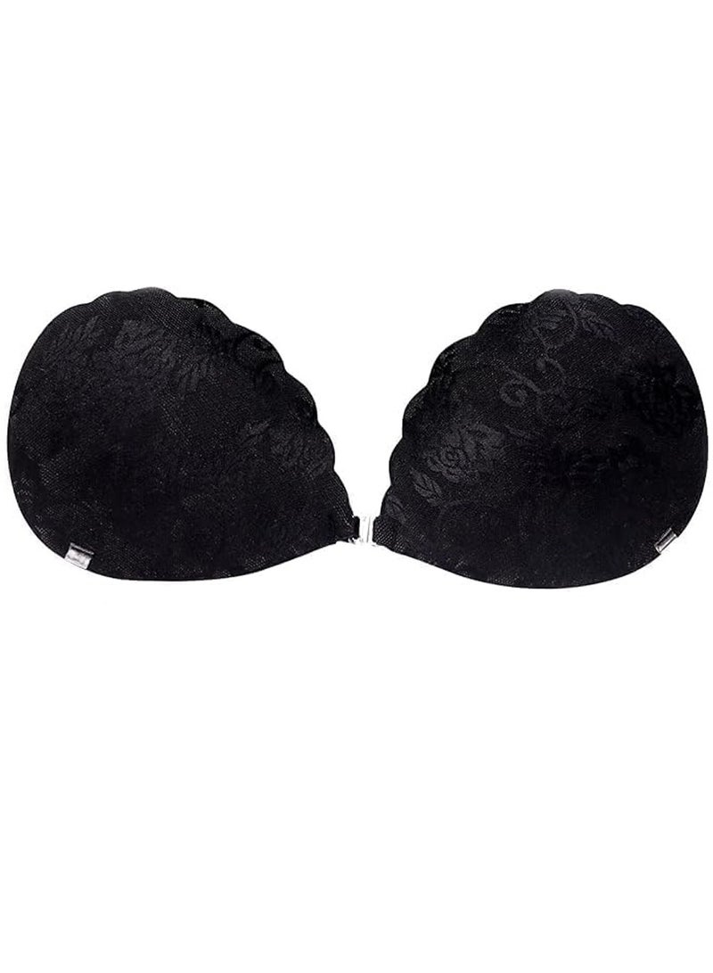 Jomo Store Push Up Self Adhesive Silicone Bra with Shell-Shaped Outer Lace Design – Strapless, Invisible, Front Closure 