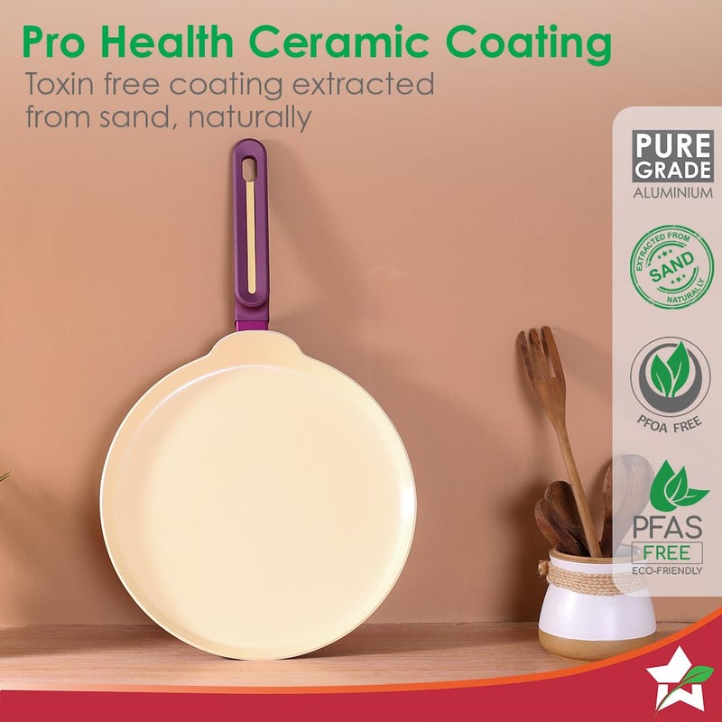 Wonderchef Bellagio Dosa Tawa 28 cm NonStick Ceramic Coating NonToxic Pure Aluminium PFAS and PFOA Free 3mm Thickness TwoTone SoftTouch Handle Firm Grip 2 Years Warranty - Image 5