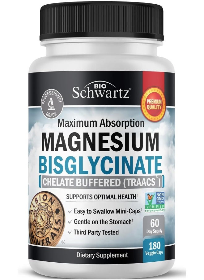 BioSchwartz - BioSchwartz Non-GMO Project Verified Magnesium Bisglycinate Chelate No-Laxative Effect Mineral Supplement - Image 1