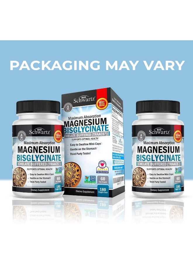 BioSchwartz - BioSchwartz Non-GMO Project Verified Magnesium Bisglycinate Chelate No-Laxative Effect Mineral Supplement - Image 1