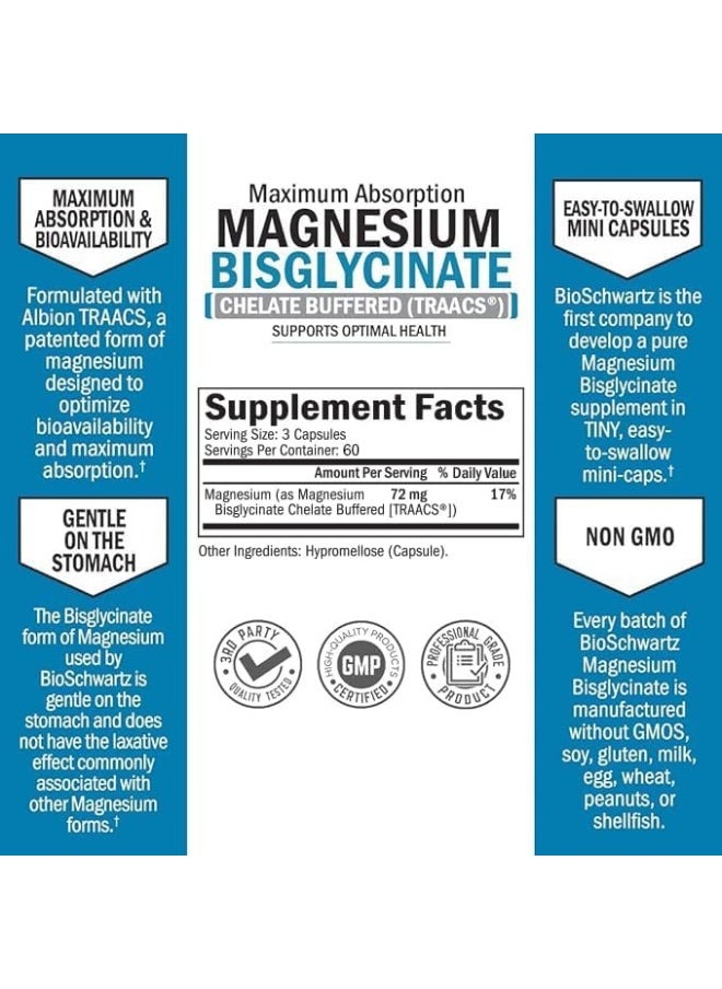BioSchwartz - BioSchwartz Non-GMO Project Verified Magnesium Bisglycinate Chelate No-Laxative Effect Mineral Supplement - Image 1