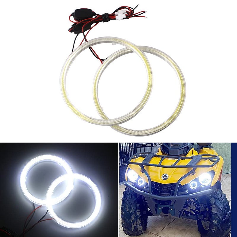 Qasim 1Pair Super White 100MM 72SMD COB LED Halo Ring Angel Eyes with lampshade Cover Led DRL Fog Light 12V 24V