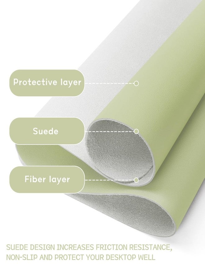 YSAGi Non-Slip Leather Desk Pad, Waterproof Laptop Computer Desk Keyboard Mat, Table Protector Blotter Mat, Large Mouse Pad for Office/Work/Home/Decor(Matcha Green, 23.6" x 13.7") - Image 4