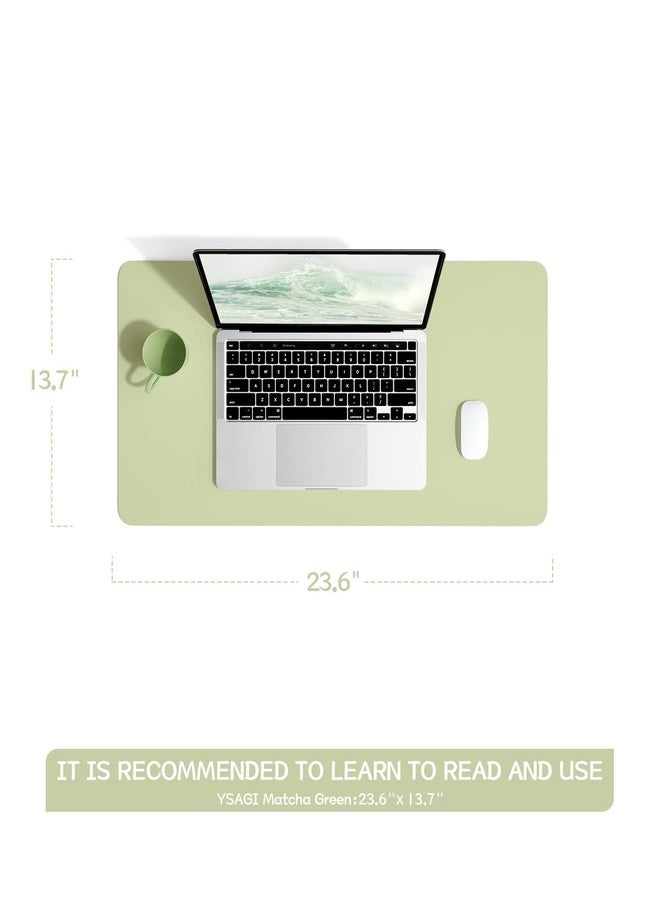 YSAGi Non-Slip Leather Desk Pad, Waterproof Laptop Computer Desk Keyboard Mat, Table Protector Blotter Mat, Large Mouse Pad for Office/Work/Home/Decor(Matcha Green, 23.6" x 13.7") - Image 2