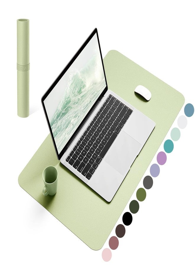 YSAGi Non-Slip Leather Desk Pad, Waterproof Laptop Computer Desk Keyboard Mat, Table Protector Blotter Mat, Large Mouse Pad for Office/Work/Home/Decor(Matcha Green, 23.6" x 13.7") - Image 1
