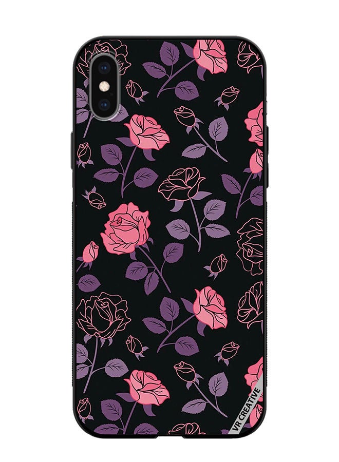 VR CREATIVE Protective Case Cover For Apple iPhone XS Max Pink And Purple Flowers Design Multicolour - Image 1