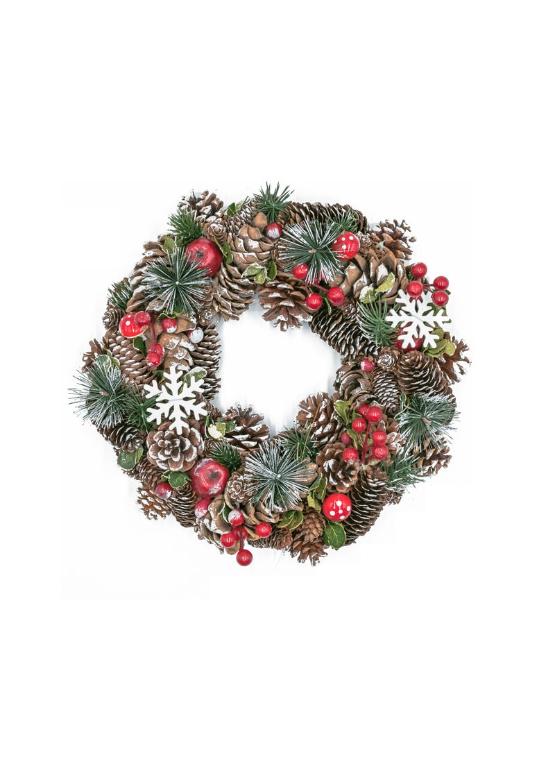Gulf Flowers Gulf Flowers Christmas Wreath – 34cm Red Holiday Wreath for Festive Door Decor, Indoor & Outdoor Christmas Decoration 