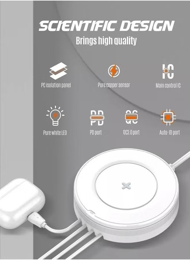 Gravity 32W Wireless Charger 5-in-1 Charging Station with 15W Qi-Certified Fast Wireless Charging, 32W USB-C Power Delivery Port, Multi-Device Portable Charger Compatible with iPhone, iPad, Samsung, AirPods, Smartwatches, and More ‚Äì Compact & Efficient - Image 4