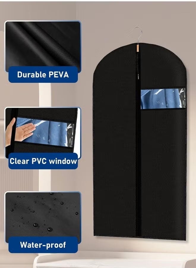 Aikenn Aikenn 5PCS Black Garment Bags for Hanging Clothes with Full Zipper, Transparent Visibility Dust Proof Clothes Bag Travel Hanging Garment Bags for Closet Storage, Suit Bags for Long Clothes 60*140cm  - Image 4