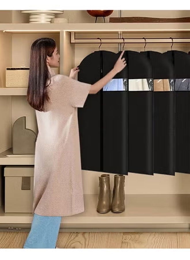 Aikenn Aikenn 5PCS Black Garment Bags for Hanging Clothes with Full Zipper, Transparent Visibility Dust Proof Clothes Bag Travel Hanging Garment Bags for Closet Storage, Suit Bags for Long Clothes 60*140cm  - Image 3