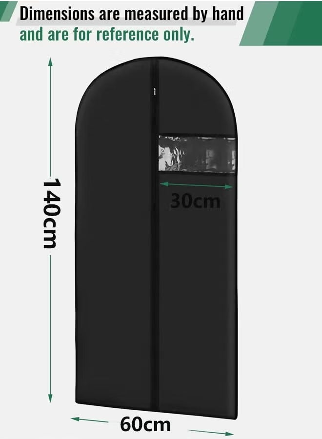 Aikenn Aikenn 5PCS Black Garment Bags for Hanging Clothes with Full Zipper, Transparent Visibility Dust Proof Clothes Bag Travel Hanging Garment Bags for Closet Storage, Suit Bags for Long Clothes 60*140cm  - Image 2