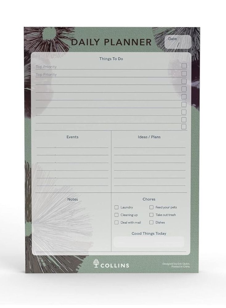 Collins Flourish A5 Daily Desk Pad - To Do List and Task Tracker notepad - 60 sheets - Image 1