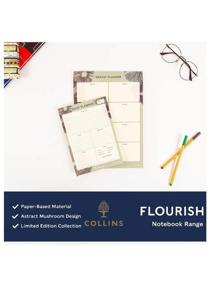 Collins Collins Flourish A5 Daily Desk Pad - To Do List and Task Tracker notepad - 60 sheets