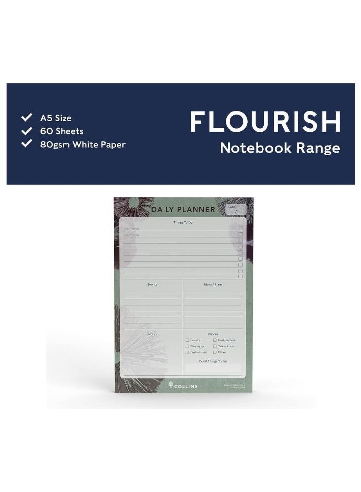 Collins Flourish A5 Daily Desk Pad - To Do List and Task Tracker notepad - 60 sheets - Image 2