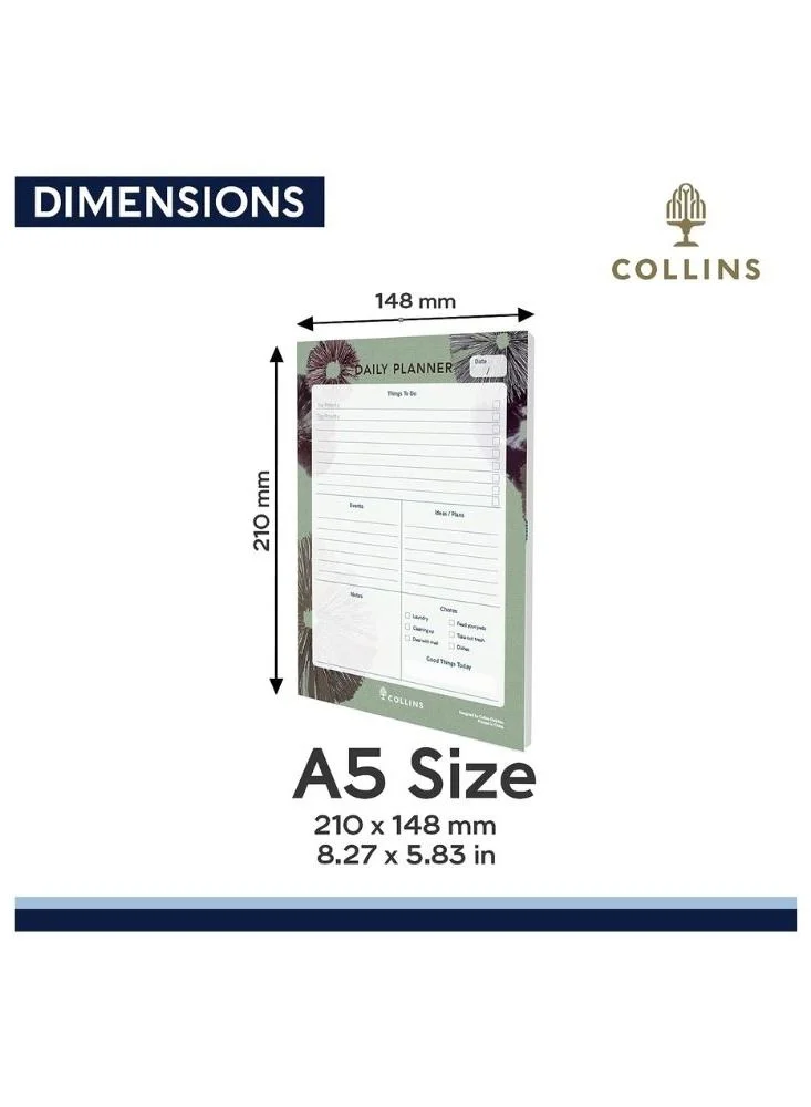 Collins Collins Flourish A5 Daily Desk Pad - To Do List and Task Tracker notepad - 60 sheets