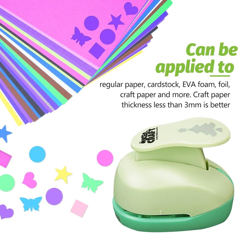 UCEC 6 PCS Craft Hole Punch 1 Inch Paper Puncher, Hole Punch Shapes Crafting Designs DIY for Kindergarten Teacher Office Supplies, 6 Different Shapes Set with 30PCS Craft Paper - Image 4