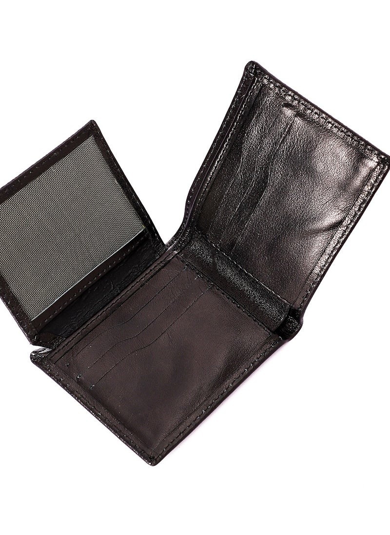 Generic - Leather Wallet (SA 137) for men, Soft Touch Rustic Leather, Extra Capacity with, Compact Convenience and Ideal Gift - Men's Wallet with 8 Card Slots.with cash pocket .and 1 ID windows .Black - Image 1