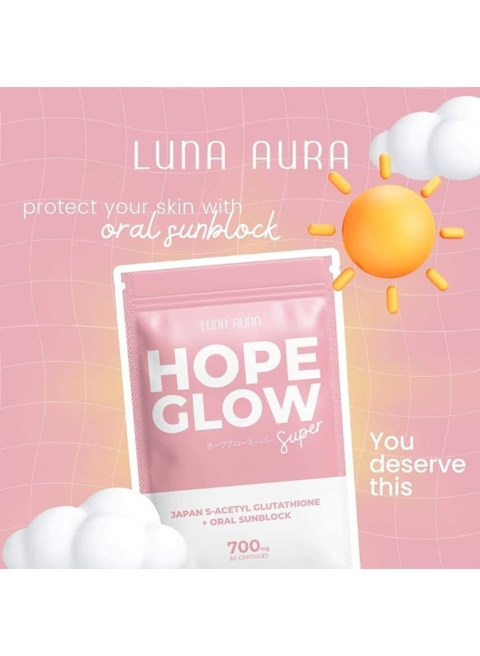 Luna Aura Hope Glow Super 700mg 60 Capsules – Premium Beauty & Wellness Support Supplement - Image 2