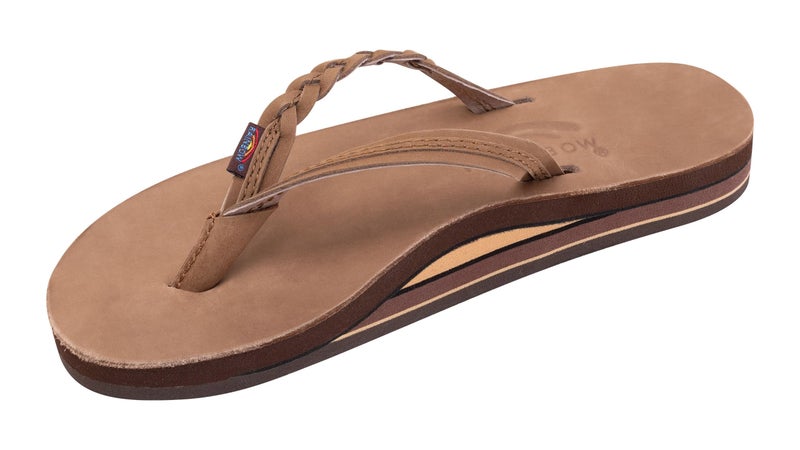 Rainbow Sandals Women's Double Layer Flirty Braidy Premier Leather w/Single Braided Strap, Dark Brown, Ladies X-Large / 8.5-9.5 B(M) US - Image 1