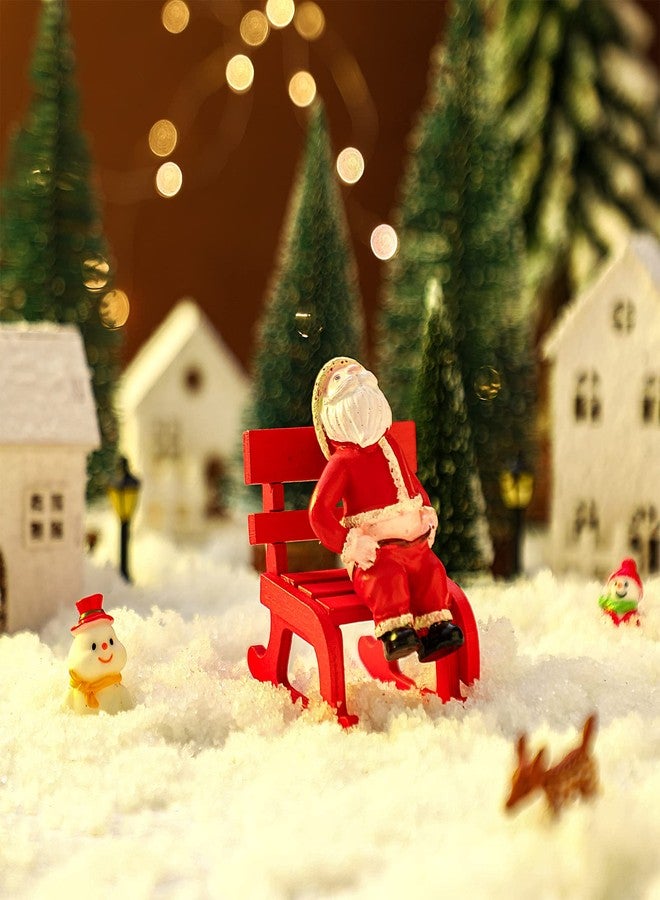 هونغداو 3 قطع من إكسسوارات بيت الدمية الخشبية لعيد الميلاد، وكرسي هزاز صغير ومقعد وزلاجة لتزيين أثاث الجنيات في العطلات وهدايا عيد الميلاد للأطفال - Image 4