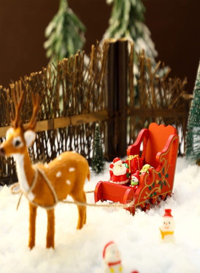 هونغداو 3 قطع من إكسسوارات بيت الدمية الخشبية لعيد الميلاد، وكرسي هزاز صغير ومقعد وزلاجة لتزيين أثاث الجنيات في العطلات وهدايا عيد الميلاد للأطفال - Image 3