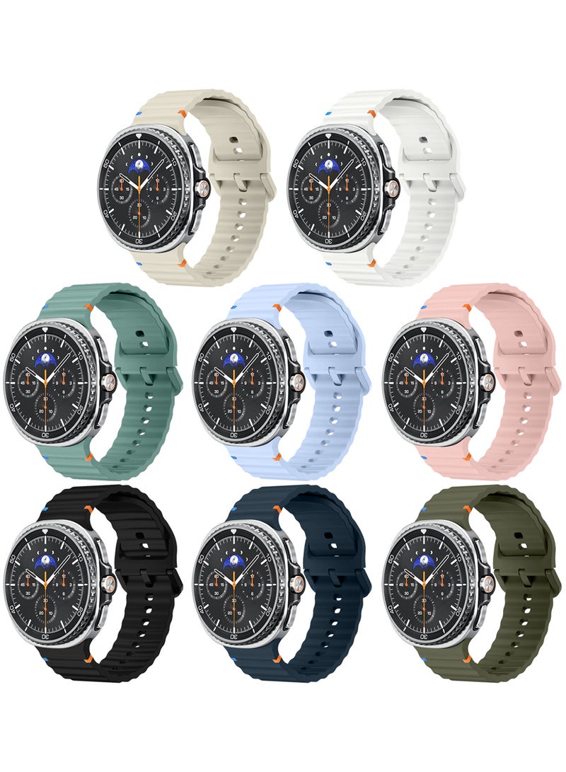 CATANES 8 Packs Silicone Ocean Band for Samsung Galaxy Watch 8 Classic 46mm and Watch 8 40mm 44mm - Sport Band Strap - Image 2