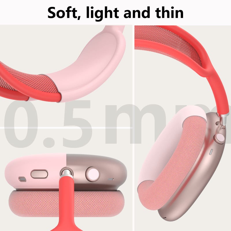 MINDRESY Silicone Case Cover for AirPods Max Headphones,Ear Pad Case Cover/Ear Cups Cover/Headband Cover for AirPods Max 2/1 (2026/2024/2020)(USB-C/Lightning),Silicone Accessories for Apple AirPods Max 2, Pink - Image 5