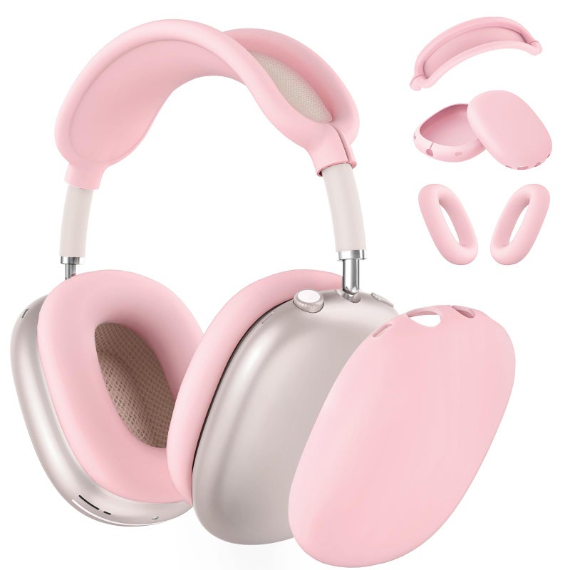 MINDRESY Silicone Case Cover for AirPods Max Headphones,Ear Pad Case Cover/Ear Cups Cover/Headband Cover for AirPods Max 2/1 (2026/2024/2020)(USB-C/Lightning),Silicone Accessories for Apple AirPods Max 2, Pink - Image 1