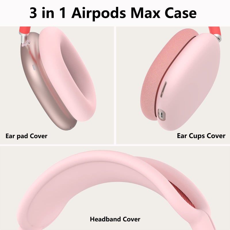 MINDRESY Silicone Case Cover for AirPods Max Headphones,Ear Pad Case Cover/Ear Cups Cover/Headband Cover for AirPods Max 2/1 (2026/2024/2020)(USB-C/Lightning),Silicone Accessories for Apple AirPods Max 2, Pink - Image 4