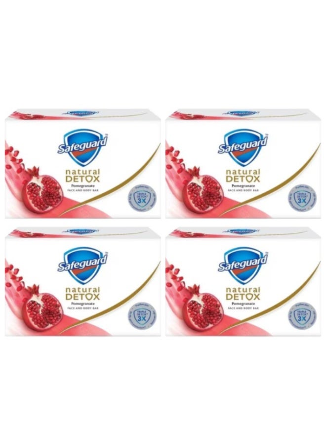 Safeguard Natural Detox Pomegranate Face and Body Bar 108g 4 Pcs