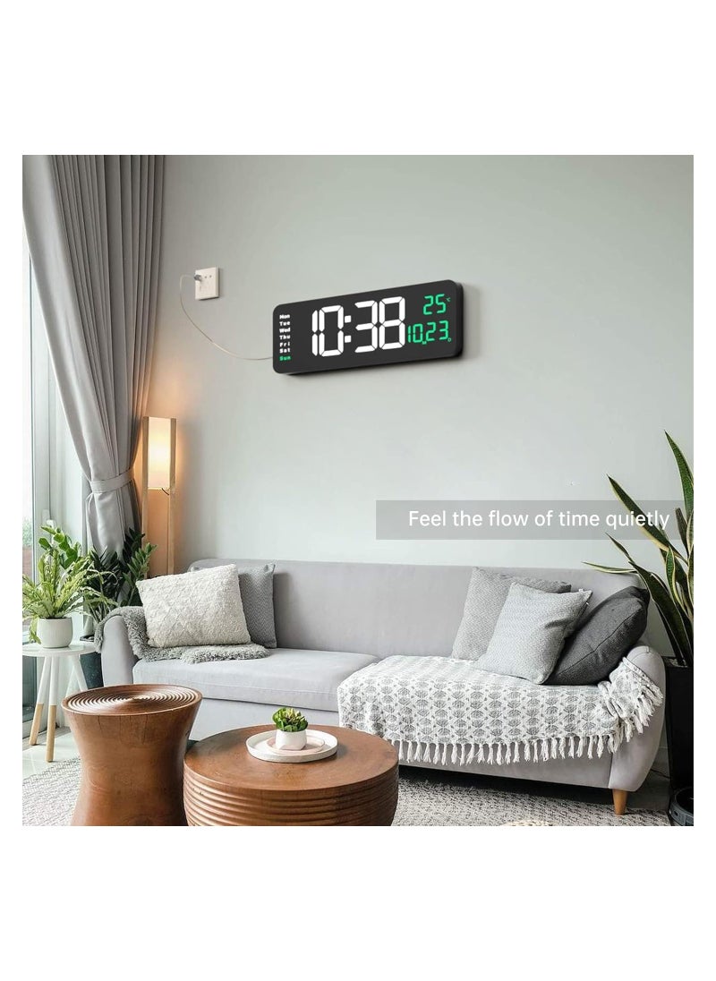 Digital Wall Clock Large Display, 16.2" Large Digital Wall Clock with LED Display Remote Control, Automatic Brightness Dimmer Big Clock with Date Week Temperature