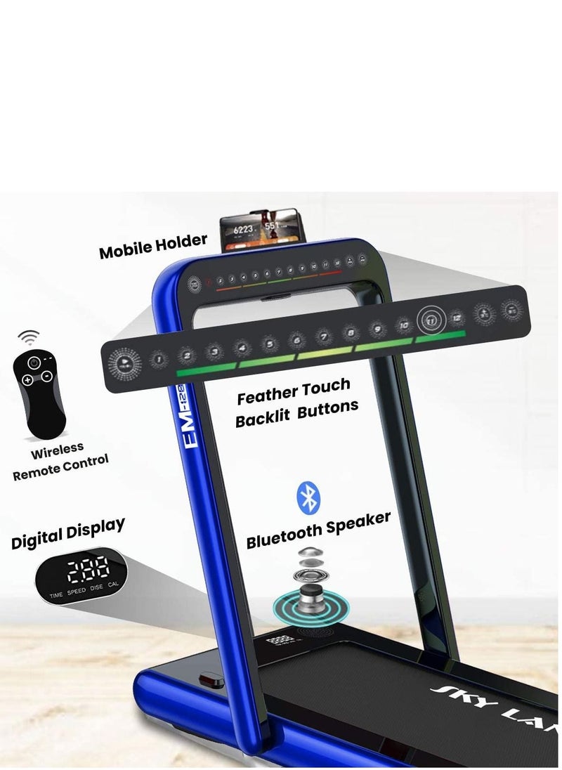 Sky Land - 2-in-1 Walking Pad Treadmill | 2.25 HP Quiet Motor, Bluetooth Speaker, LED Display & Compact Foldable Running machine for Home & Office – EM-1282-B - Image 1