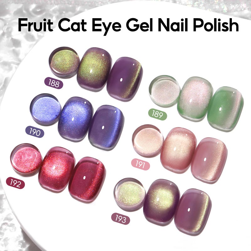 PEACECOLOR Cat Eye Gel Nail Polish Set, 6 Colors Glitter Red Green Purple Nude Sparkle Gel Polish Set Soak Off U V Lamp Magnetic Nail Polish Kit Gifts for Women DIY Home Salon - Image 3